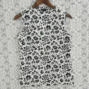 Talbots‎ mock neck floral printe textured tank top women's S/P